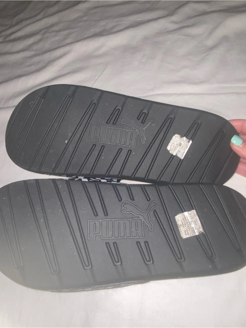Puma Black & White Logo Slide Sandals